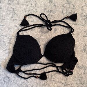 Victoria's Secret Black Crochet Push-Up Bikini Top